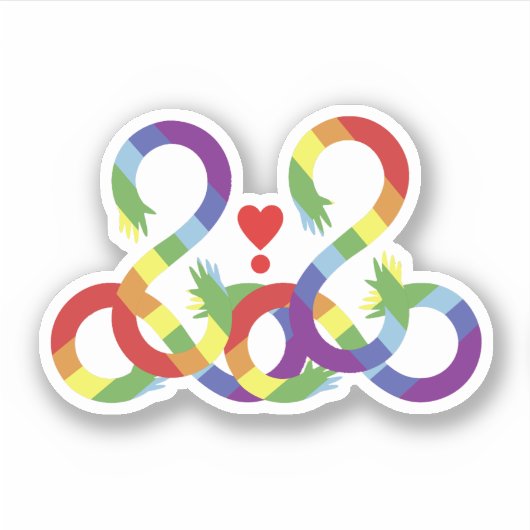 Regenboog, gekleurde handen sticker (Voorkant)