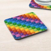 REGENBOOG GEKLEURDE KINDEREN STAPELBLOKKEN BIER ONDERZETTER (Linkerzijde)