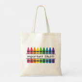 Regenboog gekleurde kleurpotloden gepersonaliseerd tote bag (Achterkant)