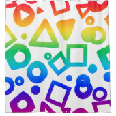 Regenboog gekleurde kubieke witte achtergrond douchegordijn (Voorkant)