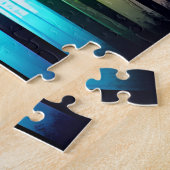 Regenboog gekleurde mist in zwart Silhouet Forest Legpuzzel (Zijkant)