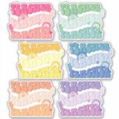 Regenboog gekleurde Retro Teacher Vinyl Sticker Pa (Voorkant)
