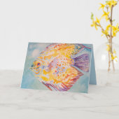 Regenboog Gekleurde Vis Aquarel Zee Verjaardag Kaa Kaart (Gele Bloem)