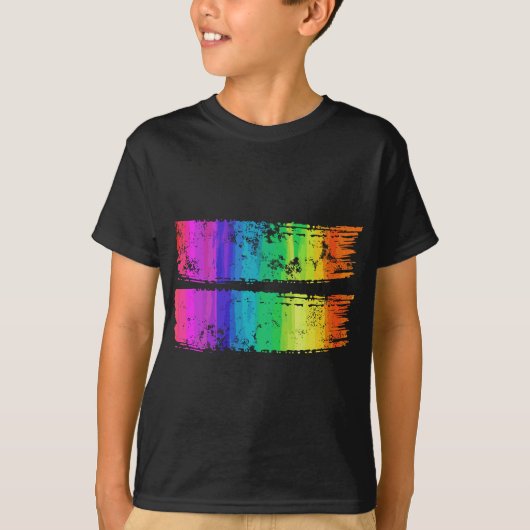 Regenboog Gelijkheid Penseelstreek Gelijk teken Pr T-shirt (Voorkant)