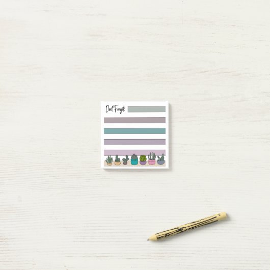 Regenboog Gelijnd Geplante Succulenten & Cactussen Post-it® Notes (Op bureau)