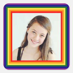 Regenboog Gelijst Foto - Vierkante Sticker