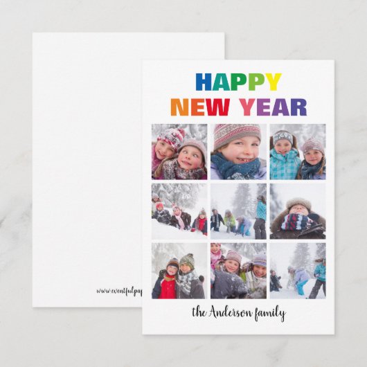 Regenboog Gelukkig Nieuwjaar Collage - 3x5 kerstka Kaart (Voorkant / Achterkant)