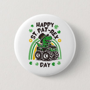 Regenboog Gelukkige St Pat Trex Dag Dino St Patric Ronde Button 5,7 Cm