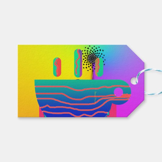 Regenboog Geo Koffiekop Cadeaulabel (Voorkant (Horizontaal))