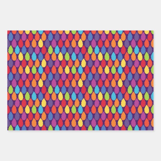 Regenboog geometrisch bladpatroon inpakpapier vel (Voorkant 3)