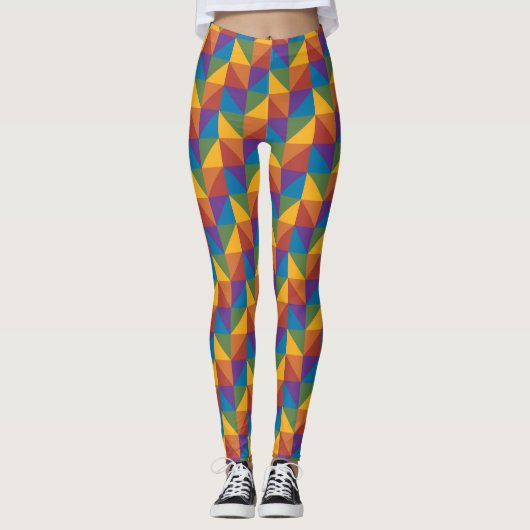 Regenboog Geometrische Driehoek Leggings (Voorkant)