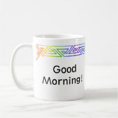 Regenboog geometrische driehoeken gepersonaliseerd koffiemok (Links)