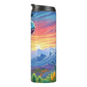 Regenboog Geplooide Dinosaurus Zonsondergang Valle Thermosbeker (Geroteerd rechts)