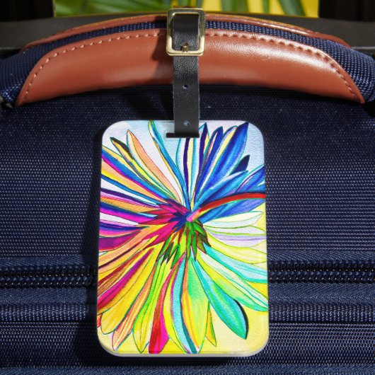 Regenboog gerbera kleurrijke bloem bagagelabel (Voorkant Insitu 2)