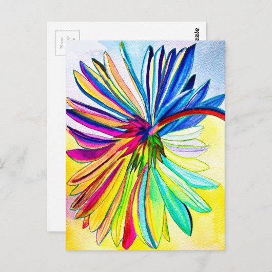 Regenboog gerbera kleurrijke bloem briefkaart (Voorkant / Achterkant)