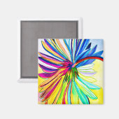 Regenboog gerbera kleurrijke bloem magneet (Voorkant / Achterkant)
