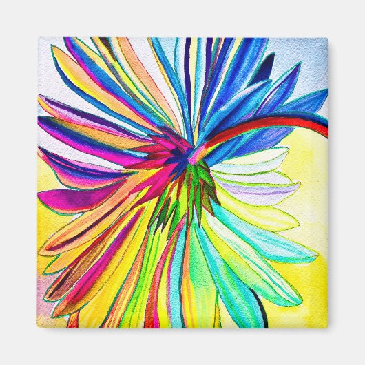 Regenboog gerbera kleurrijke bloem magneet (Voorkant)
