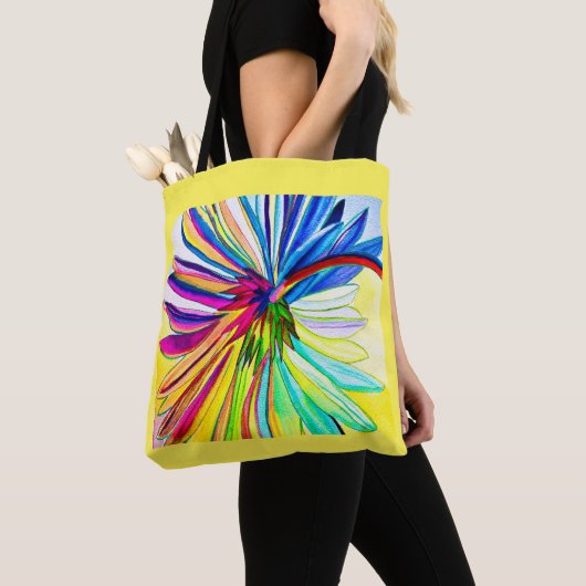 Regenboog gerbera kleurrijke bloem tote bag (Dichtbij)