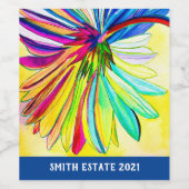 Regenboog gerbera kleurrijke bloem wijn etiket (Enkel label)