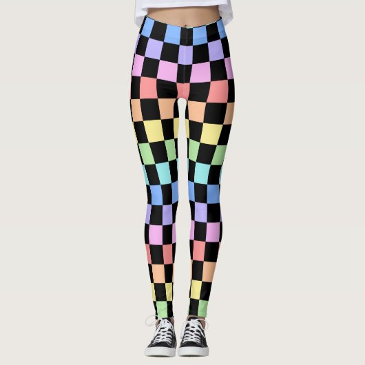 Regenboog geruit patroon leggings (Voorkant)