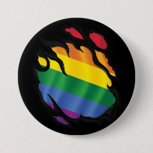 Regenboog gescheurde vlag ronde button 7,6 cm