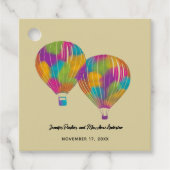 Regenboog geschilderd hete luchtballonnen aangepas bedankjes labels (Voorkant)