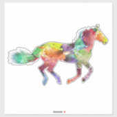 Regenboog geschilderd Paard Custom-Cut Vinyl Stick Sticker (Vel)