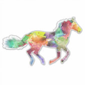 Regenboog geschilderd Paard Custom-Cut Vinyl Stick Sticker (Voorkant)