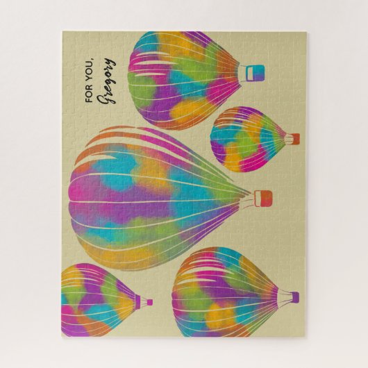 Regenboog geschilderde heteluchtballonnen geperson legpuzzel (Verticaal)