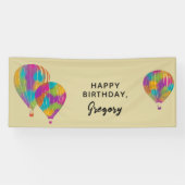 Regenboog geschilderde heteluchtballonnen geperson spandoek (Horizontaal)