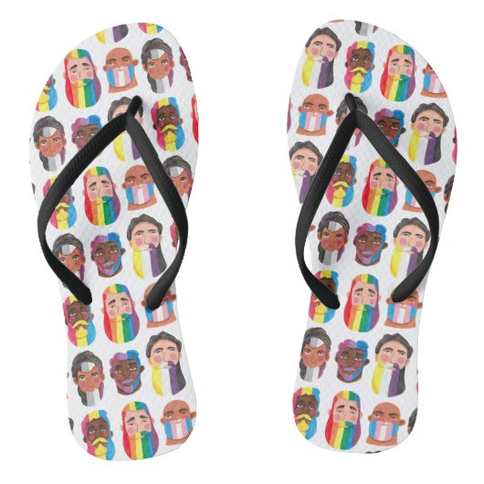 Regenboog Geslachtsvlaggen Baard Mannen Teenslippers (Voetbed)