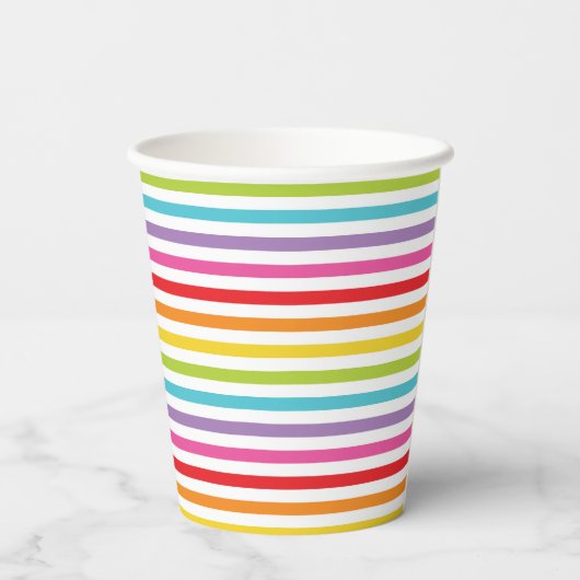 Regenboog Gestreept Party Paper cup Papieren Bekers (Achterkant)