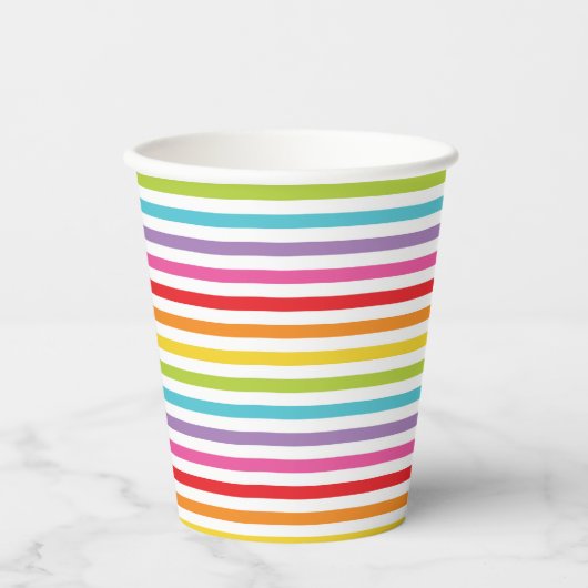 Regenboog Gestreept Party Paper cup Papieren Bekers (Voorkant)