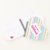  Regenboog Gestreept Schattige Wit Hart Vormig Notitieboek (Binnen)