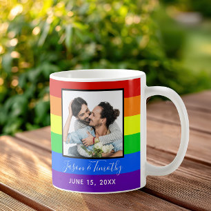 Regenboog Gestreepte Foto LGBTQ Huwelijksjubileum Koffiemok