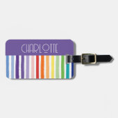 Regenboog gestreepte monogram bagagelabel (Voorkant horizontaal)