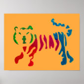 Regenboog gestreepte tijger kunst poster (Voorkant)