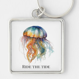 Regenboog getijden kwal: Waterverf Art Sleutelhanger