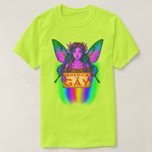 Regenboog gevleugelde figuur van Gay America T-shirt (Design voorkant)