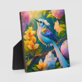 Regenboog gevleugelde Jay Fantasy Bird Fotoplaat (Voorkant)