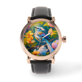 Regenboog gevleugelde Jay Fantasy Bird Horloge