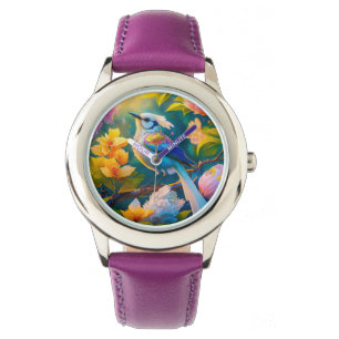 Regenboog gevleugelde Jay Fantasy Bird Horloge