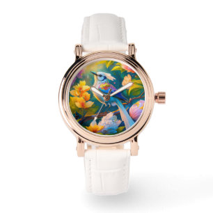 Regenboog gevleugelde Jay Fantasy Bird Horloge
