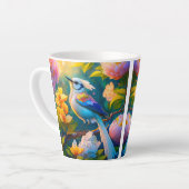 Regenboog gevleugelde Jay Fantasy Bird Latte Mok (Linkerhoek)