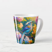 Regenboog gevleugelde Jay Fantasy Bird Latte Mok (Rechterhoek)