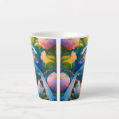 Regenboog gevleugelde Jay Fantasy Bird Latte Mok (Voorkant)