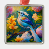 Regenboog gevleugelde Jay Fantasy Bird Metalen Ornament (Voorkant)