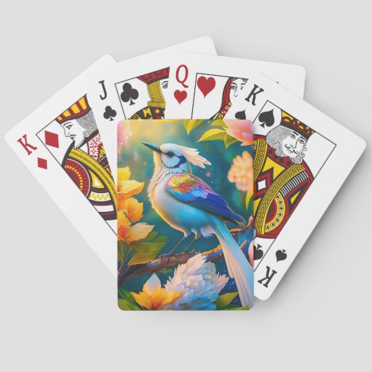 Regenboog gevleugelde Jay Fantasy Bird Pokerkaarten (Achterkant)