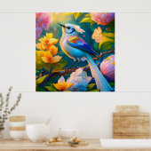 Regenboog gevleugelde Jay Fantasy Bird Poster (Keuken)