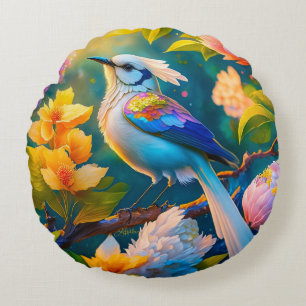 Regenboog gevleugelde Jay Fantasy Bird Rond Kussen